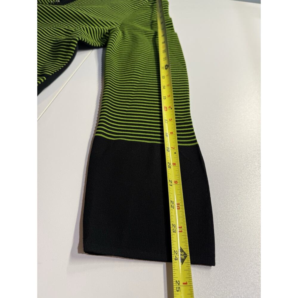 Misook Zip Front Cardigan Womens Sz L‎ Green Black Stripe Contemporary Mature - Picture 10 of 10